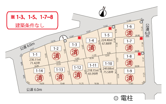 4区画販売中／1区画建築条件なし